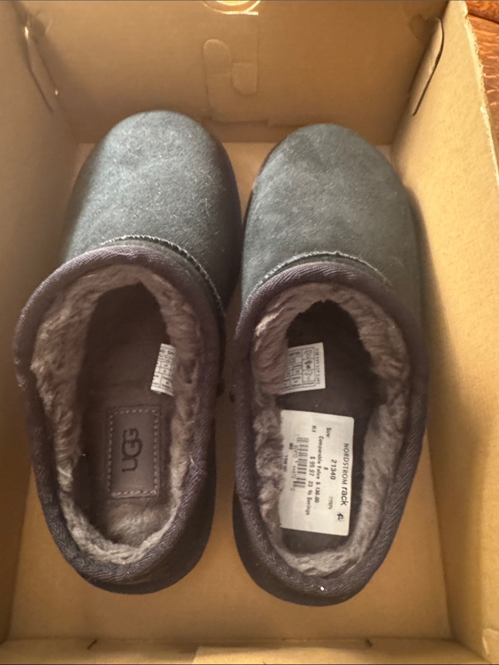 UGG Women’s Classic Black Plush-Lined Slip-Ons - Size 8. NWT